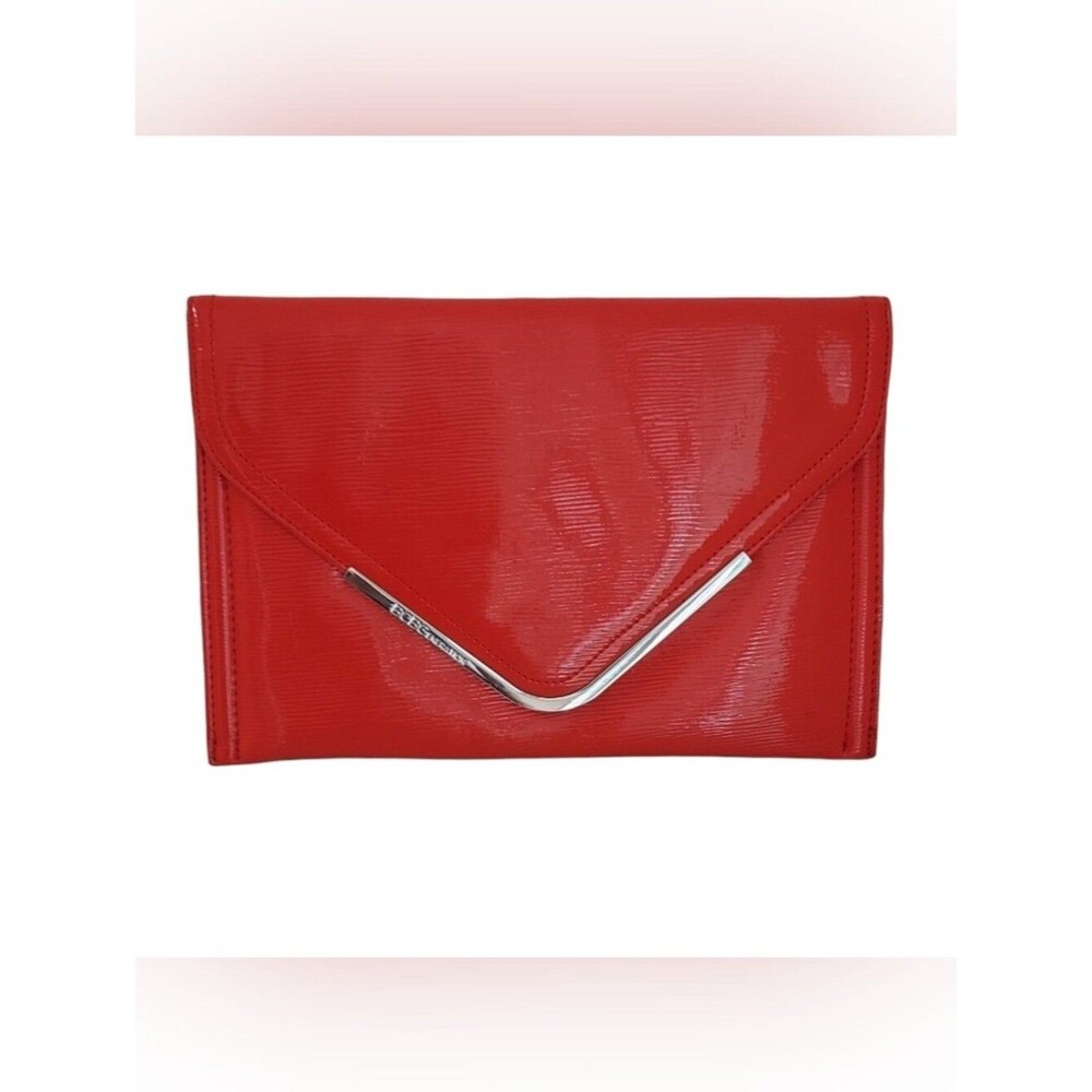 BCBG Patent  Large Envelope Clutch Orange Textured